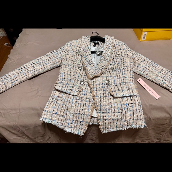Aqua Multicolor Tweed Blazer - Picture 3 of 4